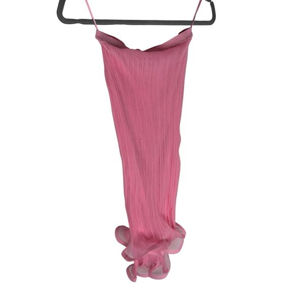 Simkhai Kelso Knit Midi Skirt Gauze Ruffle Hem Statement Elegant Candy Pink Sz S - Picture 10 of 14